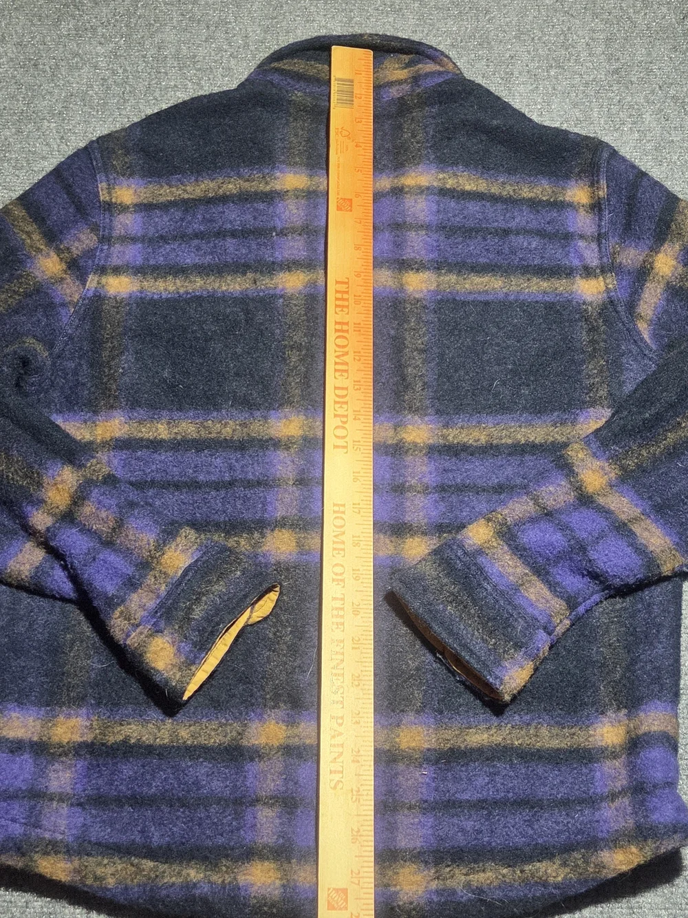 Timberland Wool Blend Heavyweight Plaid Overshirt Jacket Purple Gold Mens Small